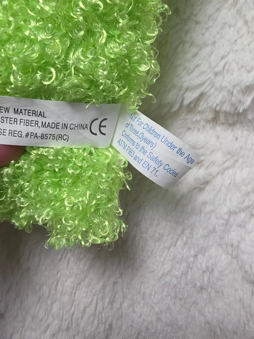 Peek-A-Boo Toys Angel Photo Plush Fuzzy Pillow Neon Green Y2K
